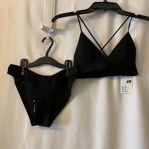 H&M Black 2 Piece Bikini Bathing Suit Size 4
